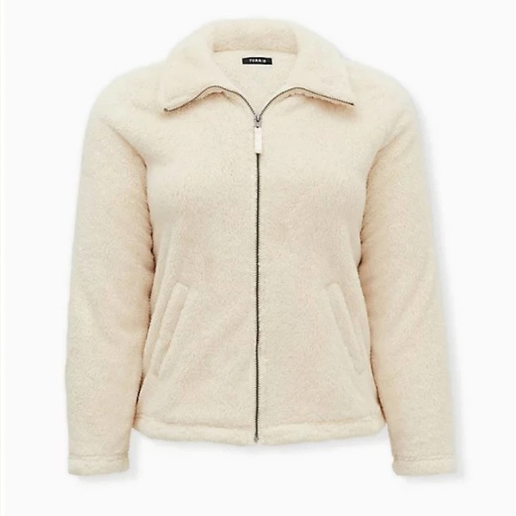 torrid Jackets & Blazers - TORRID 1X IVORY SHERPA TEDDY JACKET